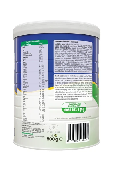 Evolvia Nutripro Plus 2 Devam Sütü 800 gr X 3 Adet - Resim 6