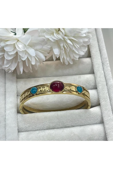 nesdesign Taşlı Burgu Desen Çelik Kelepçe ürün görseli 1