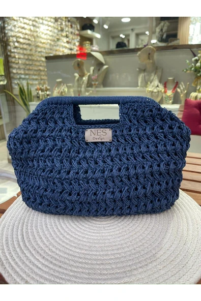 nesdesign Mavi Kağıt İp Clutch Çanta ürün görseli 1