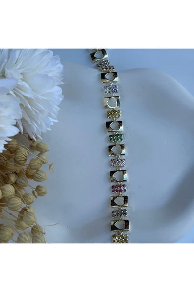 nesdesign Kalp Plakalı Renkli Bileklik (18+4 cm) ürün görseli 1