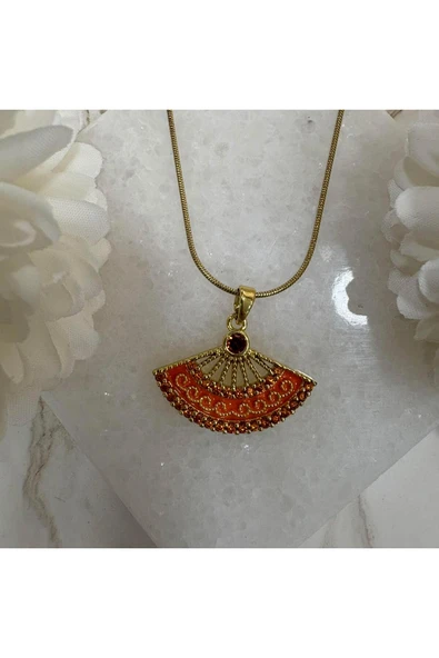 nesdesign Çelik Turuncu Yelpaze Kolye (46 cm) ürün görseli 1