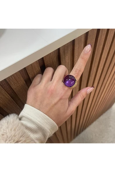 nesdesign ZR Mor Büyük Ay Taşı Yüzük ürün görseli 1