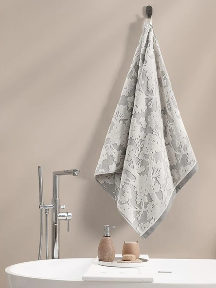 Pamuk Tekli Havlu Jakarlı Karna Eco Batıs - 70 x 140 - Resim 4