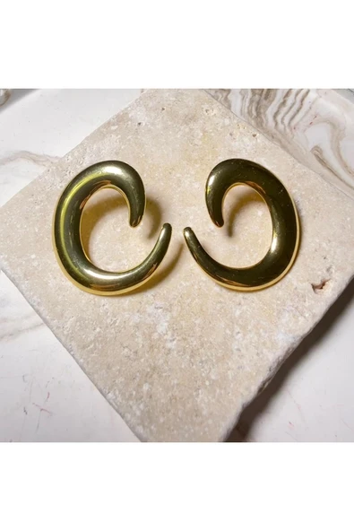 nesdesign Çelik Spiral Model Gold Küpe ürün görseli 1