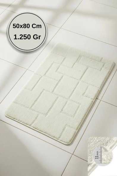 Lüks Kaymaz Taban 50x80 cm Banyo Halısı/Paspası Wb - 11 mm Kalın %100 Polipropilen - Resim 8