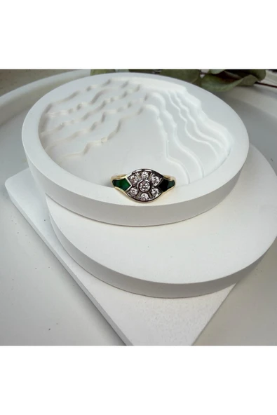 nesdesign Yeşil Mineli Taşlı Zarif Ayarlanabilir Yüzük ürün görseli 1