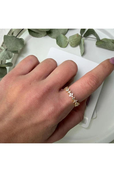 nesdesign Sıralı Çiçek Taşlı Zarif Ayarlanabilir Yüzük ürün görseli 1