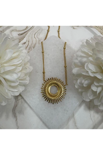 nesdesign Çelik Yuvarlak Saçaklı Güneş Kolye (47 cm) ürün görseli 1