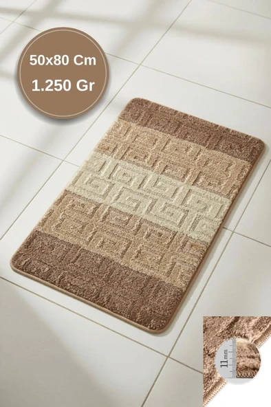 Lüks Kaymaz Taban 50x80 cm Banyo Halısı/Paspası Wb - 11 mm Kalın %100 Polipropilen - Resim 6