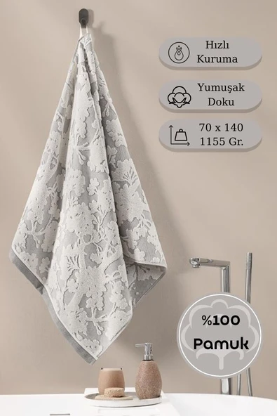 Pamuk Tekli Havlu Jakarlı Karna Eco Batıs - 70 x 140 ürün görseli 1