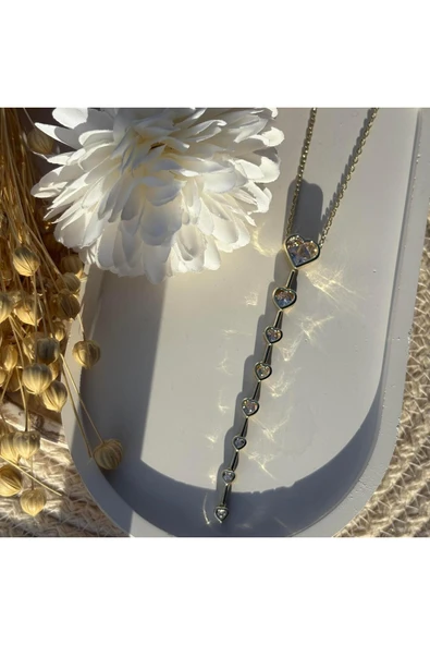 nesdesign Kalp Taşlı Y Kolye (50 cm) - Resim 2