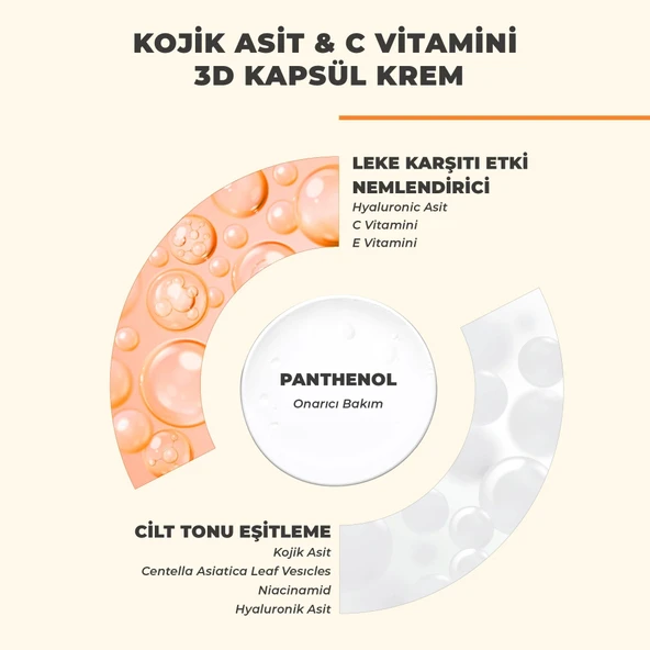 Dermokil Kojik Asit C Vitamini Leke Karşıtı Canlandırıcı 3D Kapsül Krem 50 ml - Resim 4