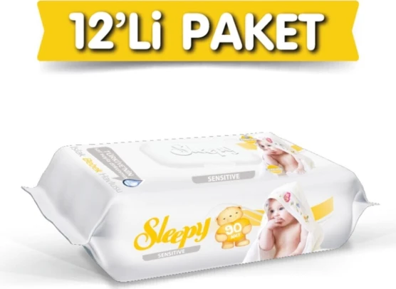 Sleepy Islak Havlu Sensitive 90''lı Kapaklı x12 ürün görseli 1