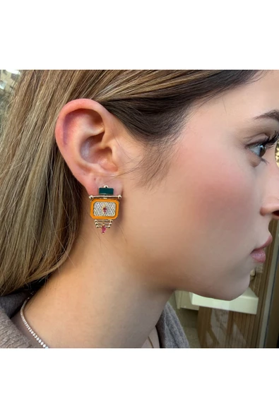 nesdesign Turuncu Peacock Moment Küpe ürün görseli 1