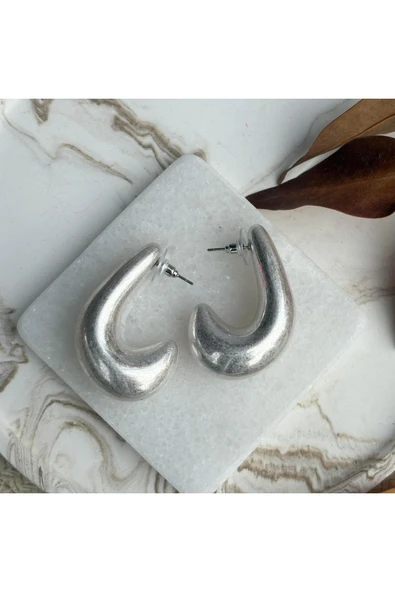 nesdesign Sedefli Gümüş Rengi modern Küpe ürün görseli 1