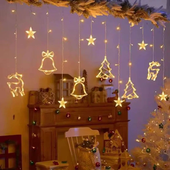 3 Metre Sarkıt Çan - Çam Ağacı -Geyikli 8 Fonksiyonlu Led - Resim 3