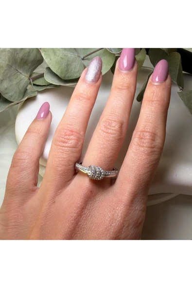 nesdesign Taşlı Üç Halkalı Zarif Yüzük (Gümüş Renk) - Resim 2