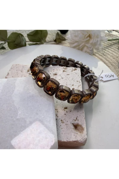 nesdesign Acı Kahve Dikdörtgen Taşlı Lastik Bilezik ürün görseli 1