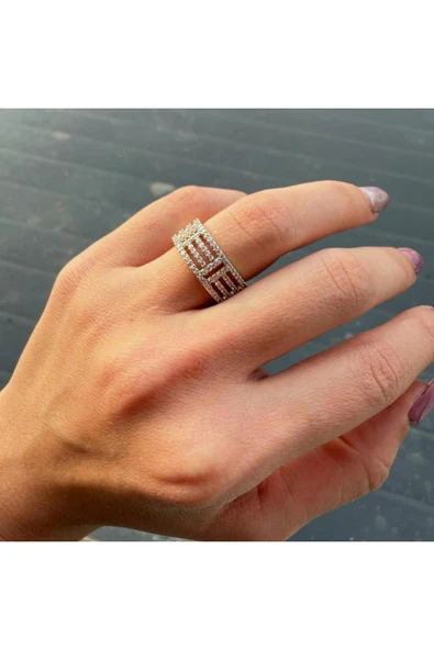 nesdesign Beş Taşlı Çizgi Model Ayarlanabilir Şık Yüzük - Resim 2