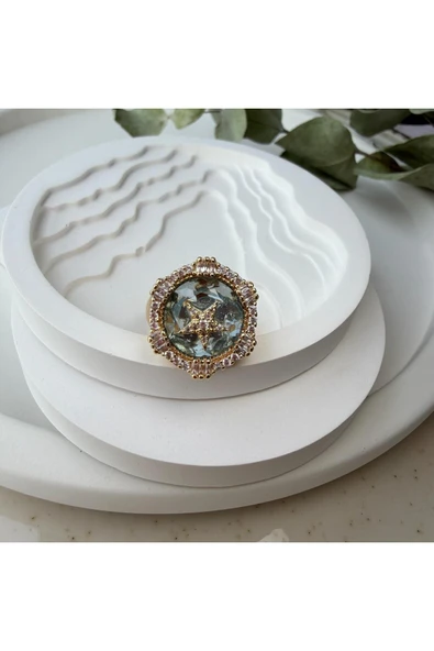 nesdesign Buz Mavisi Yuvarlak Yıldız Yüzük ürün görseli 1