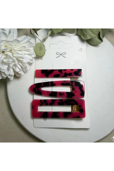 nesdesign Pembe Leopar Desen Üçlü Çıtçıt Toka ürün görseli 1