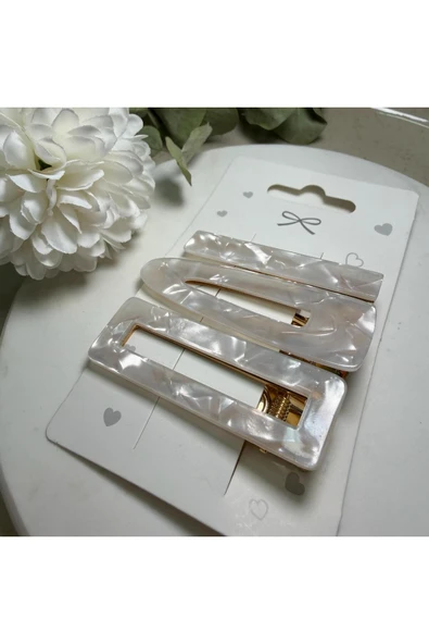 nesdesign Beyaz Sedefli Üçlü Çıtçıt Toka - Resim 2