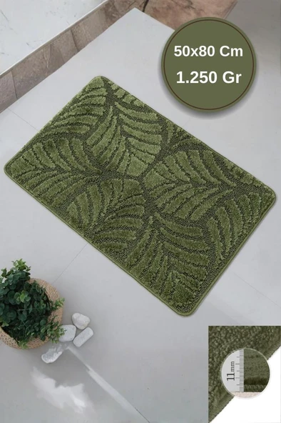 Maldiv/Maldives Model Lüks Banyo Paspası Halısı 50x80 cm - Kaymaz Taban 11 mm Kalın %100 Polipropilen - Resim 5