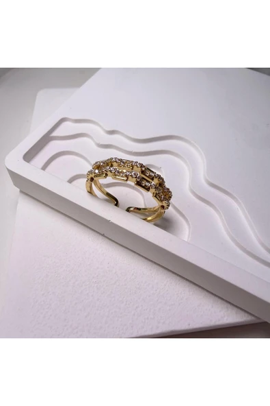 nesdesign İki Sıra Zincir Taşlı Ayarlanabilir Yüzük - Resim 2