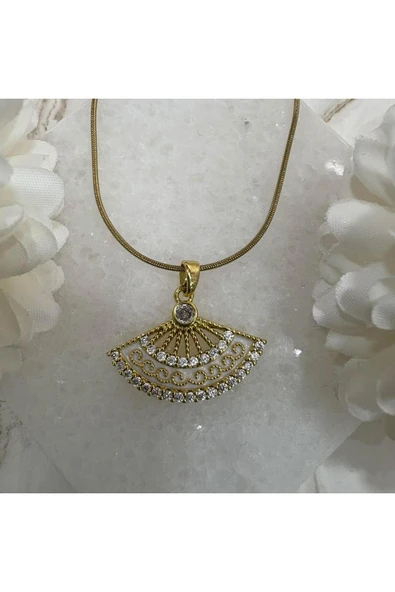 nesdesign Çelik Beyaz Yelpaze Kolye (46 cm) ürün görseli 1