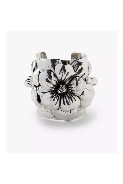 nesdesign ZR Çiçek Desenli Gümüş Renk Bileklik ürün görseli 1