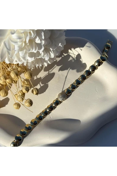 nesdesign 14K Özel Seri Yuvarlak Taşlı Bileklik - Resim 2