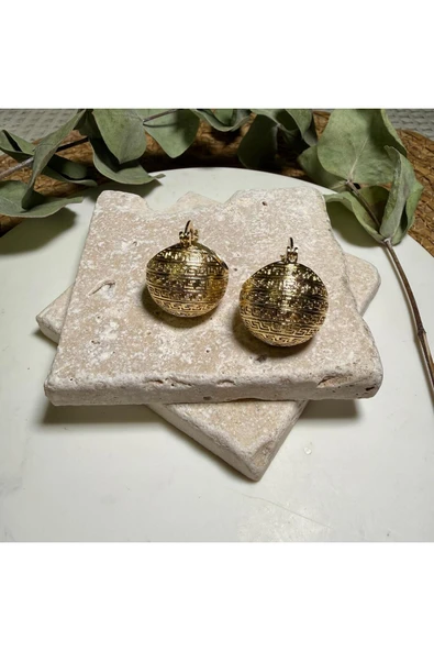 nesdesign Çelik Gold Labirent Desenli Sepet Küpe - Resim 3