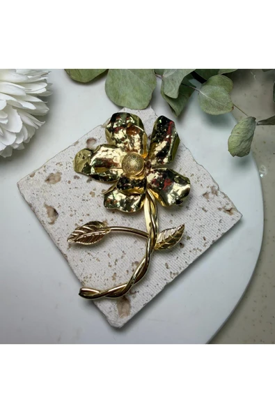 nesdesign ZR Gold Büyük Çiçek Broş ürün görseli 1