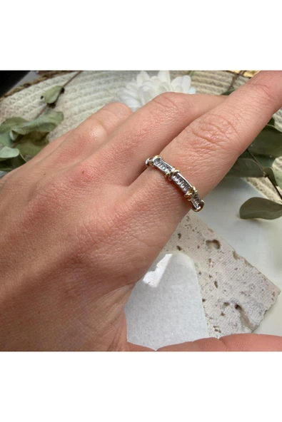 nesdesign X Detaylı Baget Taşlı Tamtur Yüzük ürün görseli 1