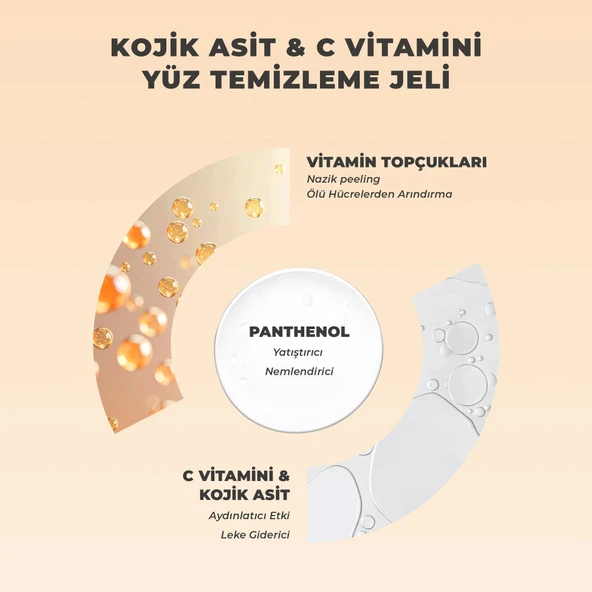 Dermokil Kojik Asit C Vitamini Leke Karşıtı Arındırıcı Yüz Temizleme Jeli 200 ml - Resim 2