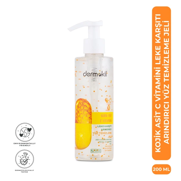 Dermokil Kojik Asit C Vitamini Leke Karşıtı Arındırıcı Yüz Temizleme Jeli 200 ml ürün görseli 1