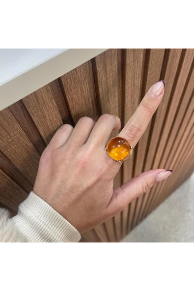 nesdesign ZR Sarı Büyük Ay Taşı Yüzük ürün görseli 1