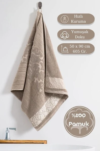 Pamuk Tekli Havlu Jakarlı Karna Premıum Stella - 50 x 90 - Resim 3