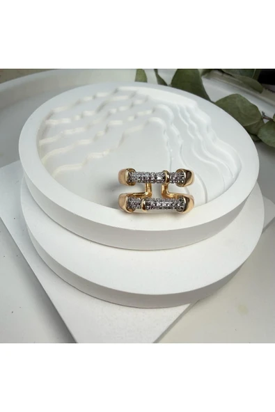 nesdesign Çift Sıra Silindir Taşlı Ayarlanabilir Yüzük ürün görseli 1