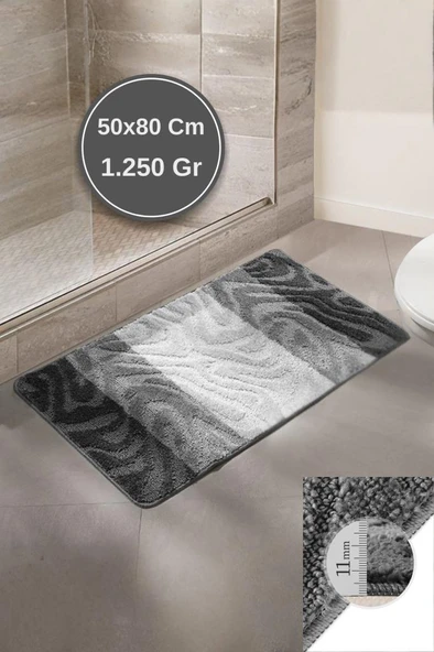 Lüks Banyo Paspası Bali 50x80 cm - 11 mm Kalınlık, %100 Polipropilen, Kaymaz Taban - Resim 7