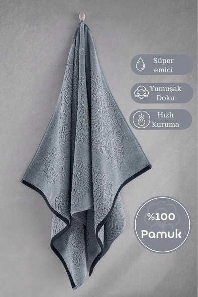 Pamuk Tekli Havlu Jakarlı Karna Premıum Vance - 50 x 90 - Resim 3