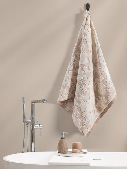 Pamuk Tekli Havlu Jakarlı Karna Eco Batıs - 50 x 90 - Resim 5