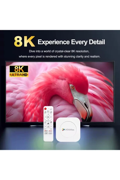H96Max M1plus 8k Android 14.0 Tv Box 4gb 32gb Air Mouse Wifi6 Bt 5.4 Ethernet Sesli Komut Rk3528 - Resim 8