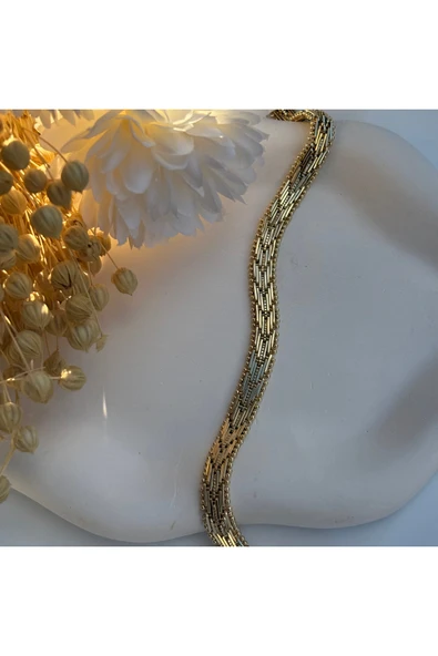 nesdesign 14K Özel Seri V Şerit Gold Bileklik (19 cm) ürün görseli 1