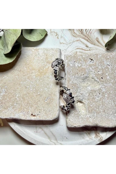 nesdesign Çelik Taşlı Yılan Küpe (Gümüş) ürün görseli 1