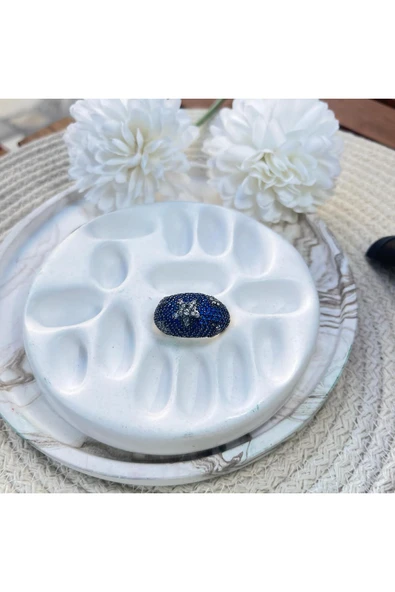 nesdesign Lacivert Taşlı Ay ve Yıldız Figürlü Yüzük ürün görseli 1