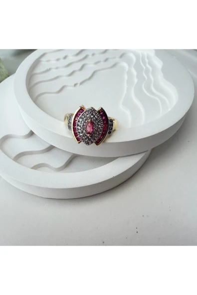 nesdesign Pembe Markiz Kesim Taşlı Şık Ayarlanabilir Yüzük ürün görseli 1