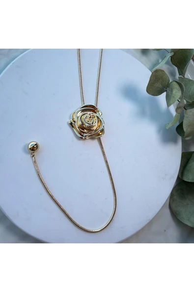 nesdesign Altın Kaplama Asansörlü Gold Gül Kolye (70 cm) ürün görseli 1