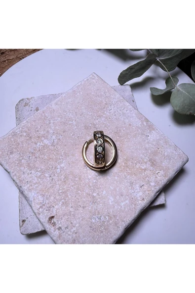 nesdesign 14K Özel Seri İçi Yuvarlak Taşlı Küpe ürün görseli 1