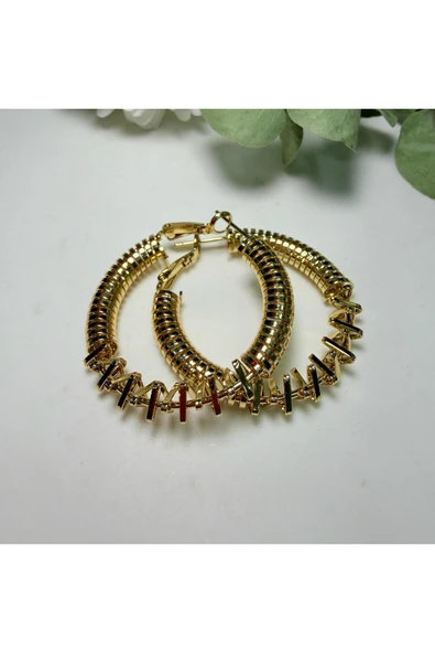 nesdesign Çelik Yaylı Gold Halka Küpe ürün görseli 1